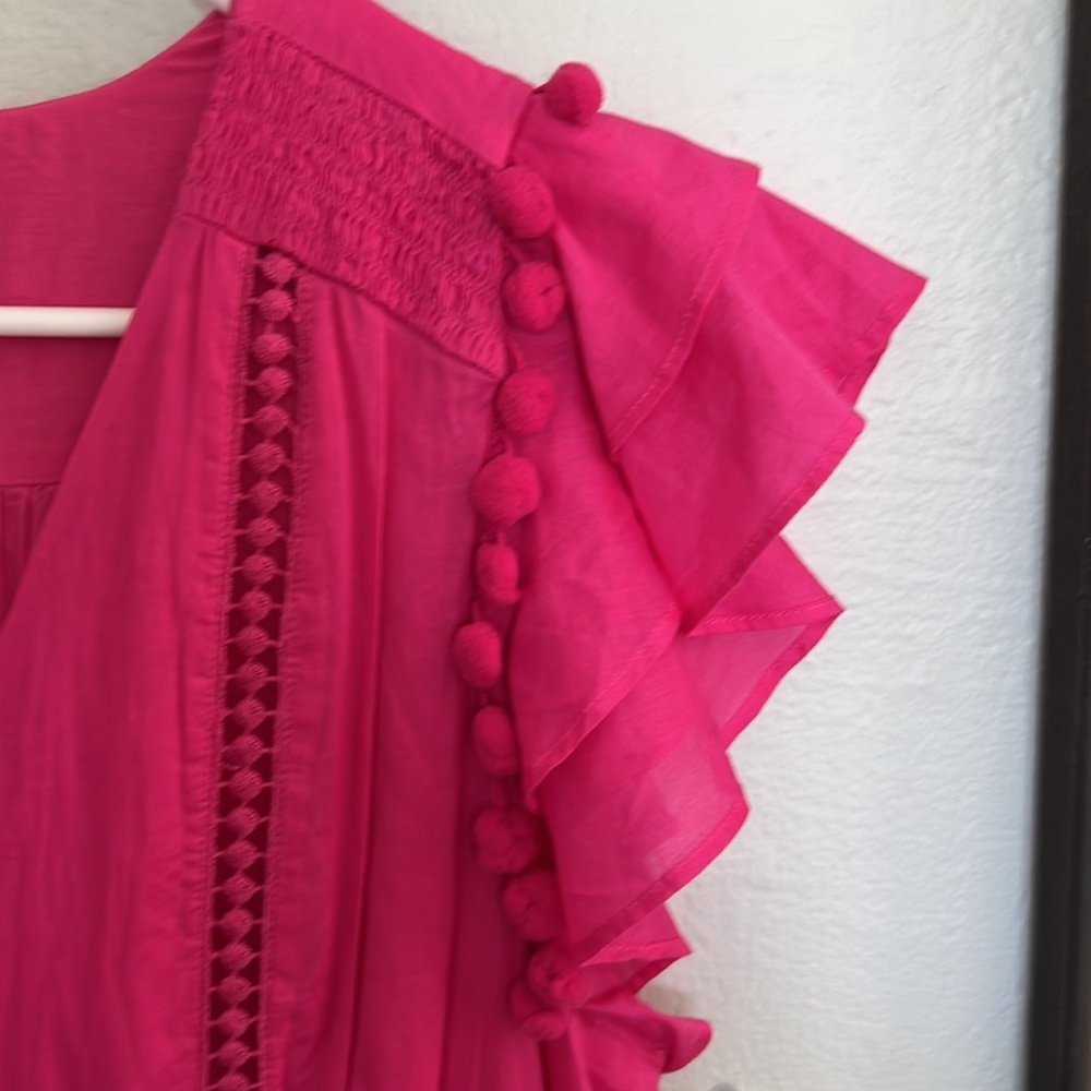 JCrew Fushia Pom Pom midi dress